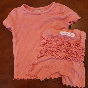 3T GUC Ribbed Rufflebutts SS Pajamas (hot pink)